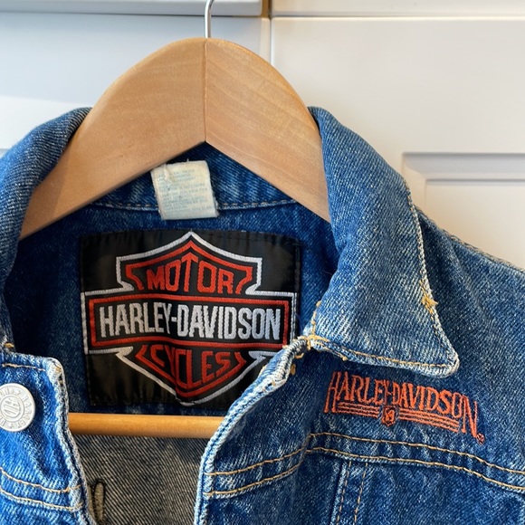 Harley Davidson, Vintage Eagle embroidered kids denim jacket, Size 4 - Picture 4 of 9